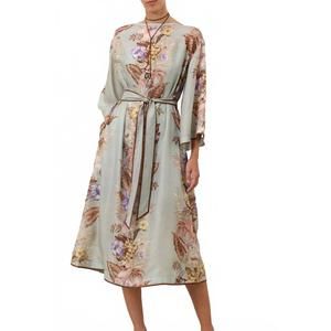 NEW ZIMMERMANN coco tunic midi dress in sage multi floral